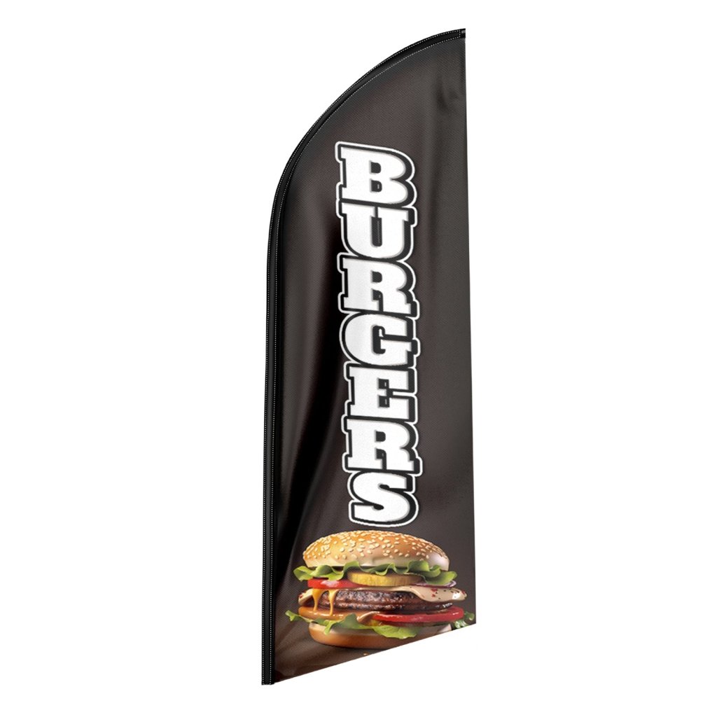 8FT Burgers Black Swooper Flag (Flagpole Not Included 3.4)