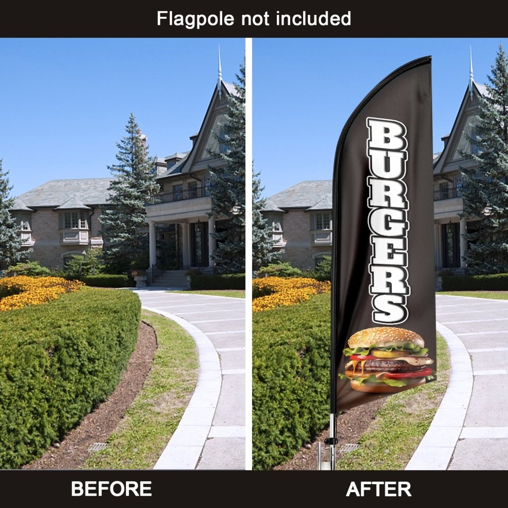 8FT Burgers Black Swooper Flag (Flagpole Not Included 3.4)