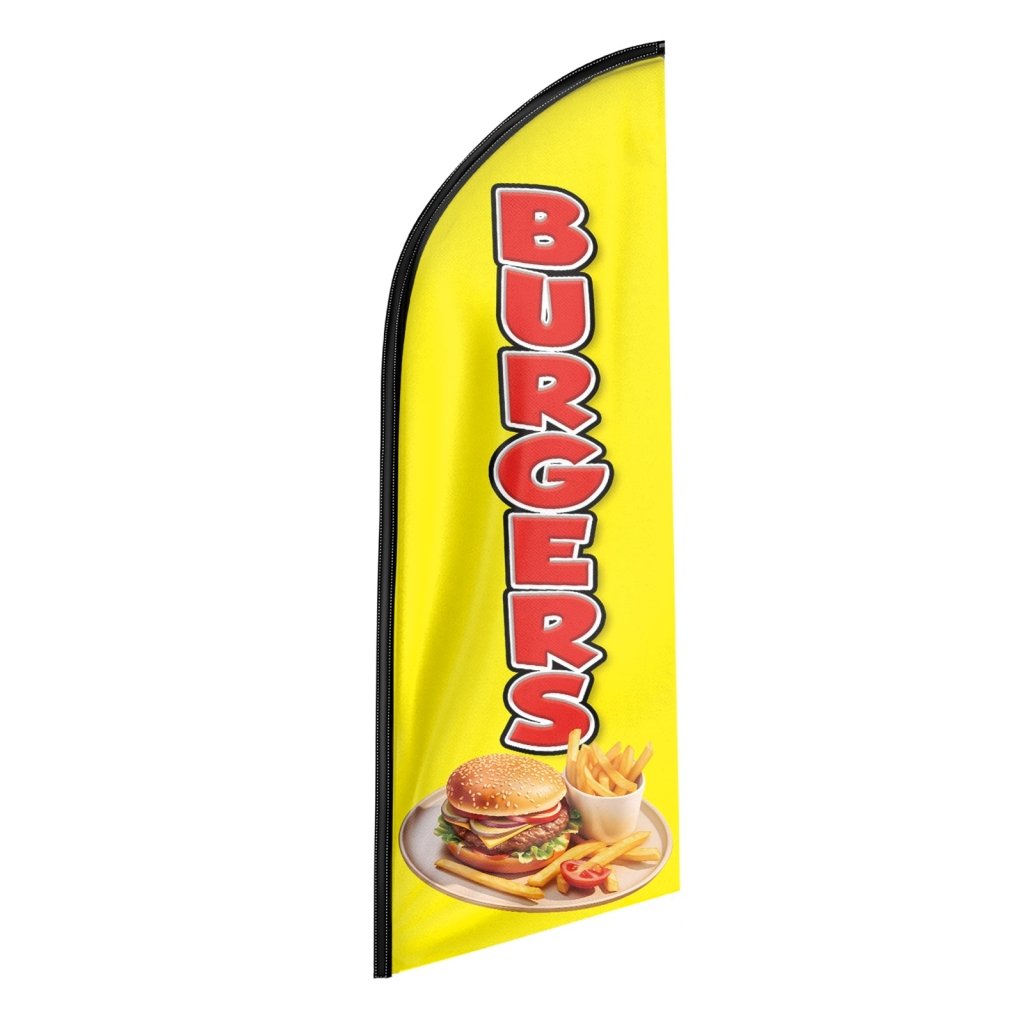 8FT Burgers Yellow Swooper Flag (Flagpole Not Included 3.4)