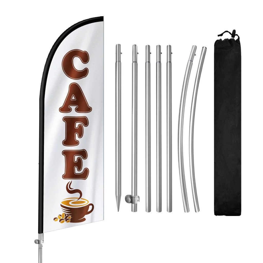 8FT Cafe Feather Flag with Stainless Steel Pole Kit(2m flag set)