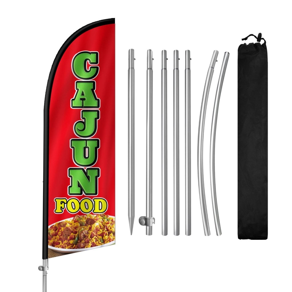 8FT Cajun Food Feather Flag with Stainless Steel Pole Kit(2m flag set)