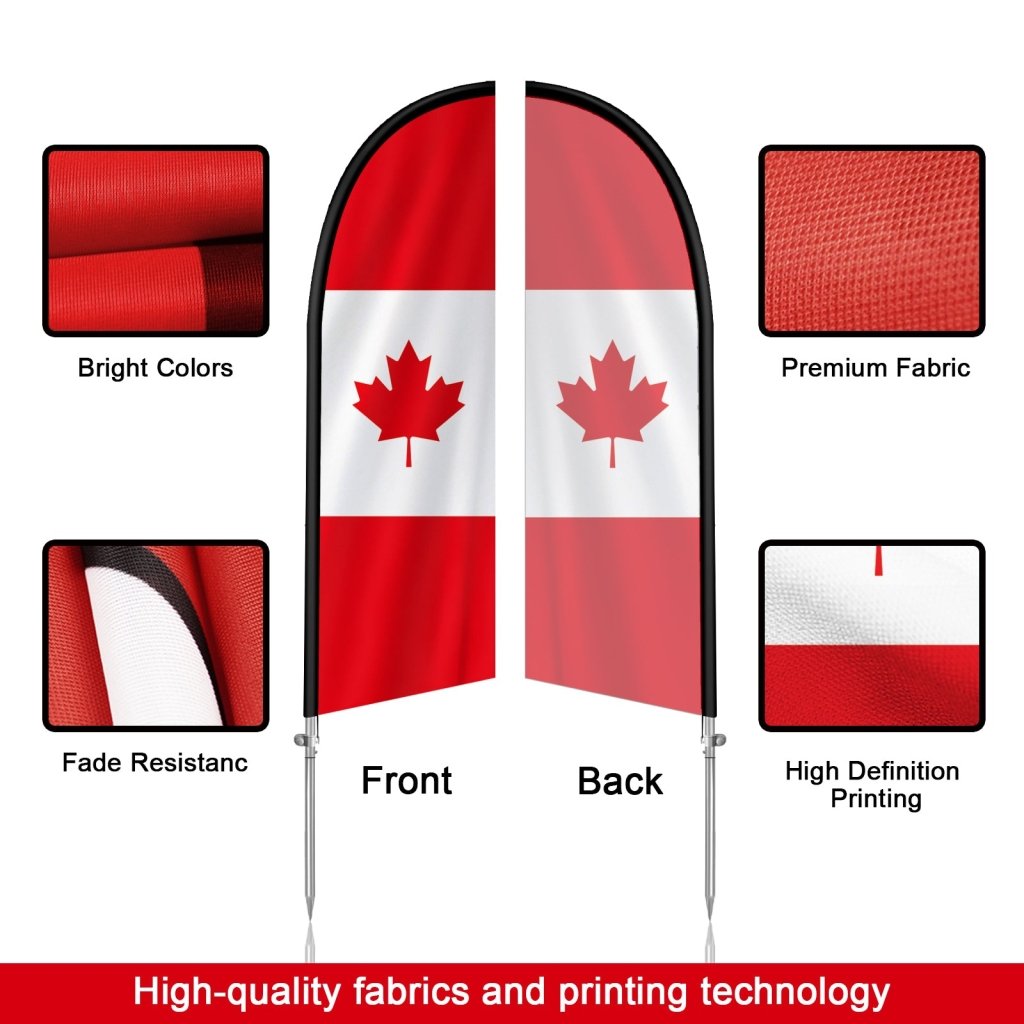 8FT Canada Flag Feather Flag with Stainless Steel Pole Kit(2m flag set)