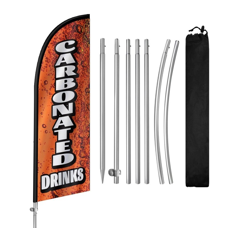 8FT Carbonated Drinks Banner Feather Flag with Stainless Steel Pole Kit(2m flag set)