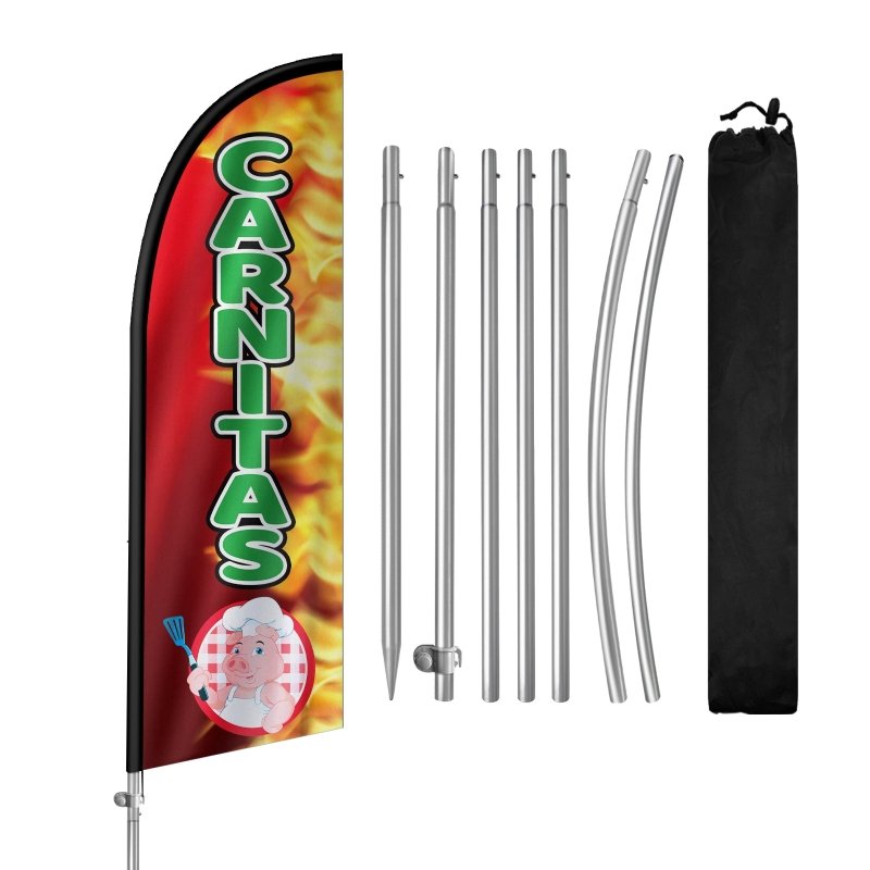 8FT Carnitas Banner Feather Flag with Stainless Steel Pole Kit(2m flag set)