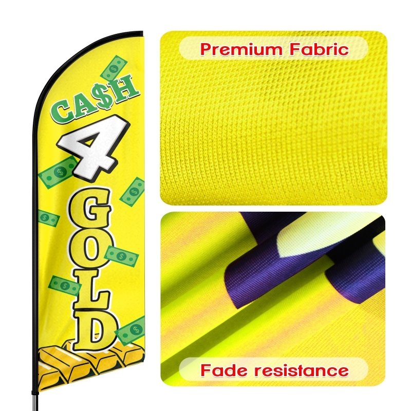 8FT Cash 4 Gold Advertising Swooper Flag (Flagpole Not Included 3.4)