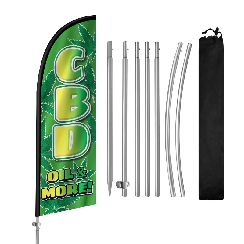 8FT CBD Feather Flag with Stainless Steel Pole Kit(2m flag set)