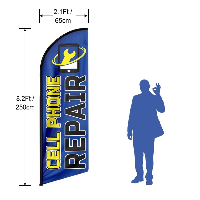 8FT Cell Phone Repair Advertising Swooper Flag (Flagpole Not Included 3.4)