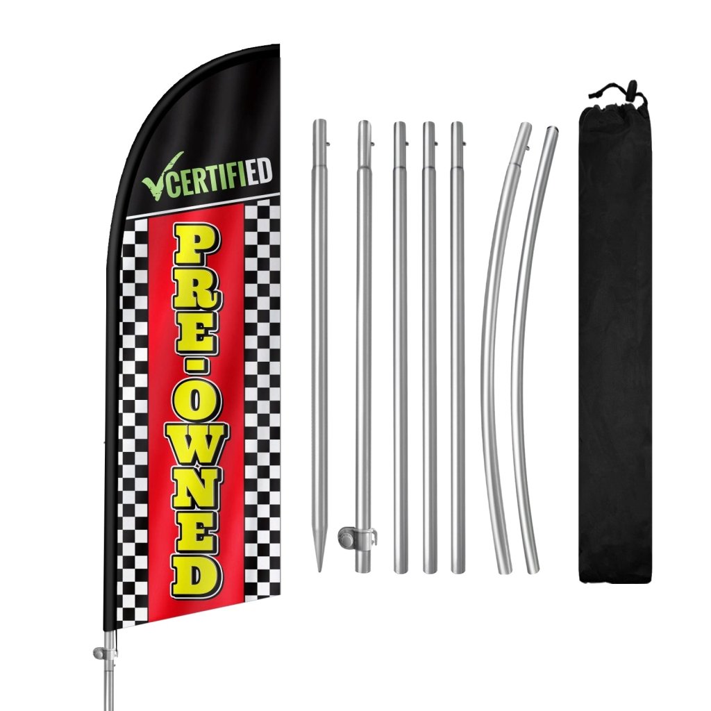 8FT Certified Pre Owned Banner Feather Flag with Stainless Steel Pole Kit(2m flag set)