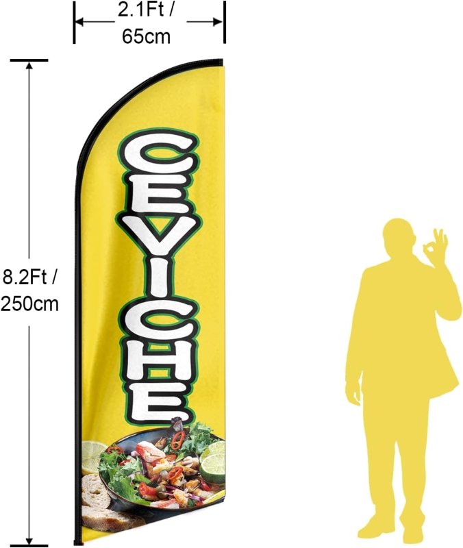 8FT Ceviche Advertising Swooper Flag(Flagpole Not Included 3.4)