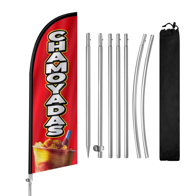 8FT Chamoyadas Banner Feather Flag with Stainless Steel Pole Kit(2m flag set)