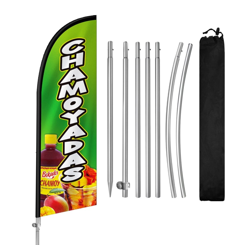 8FT Chamoyadas Green Feather Flag with Stainless Steel Pole Kit(2m flag set)