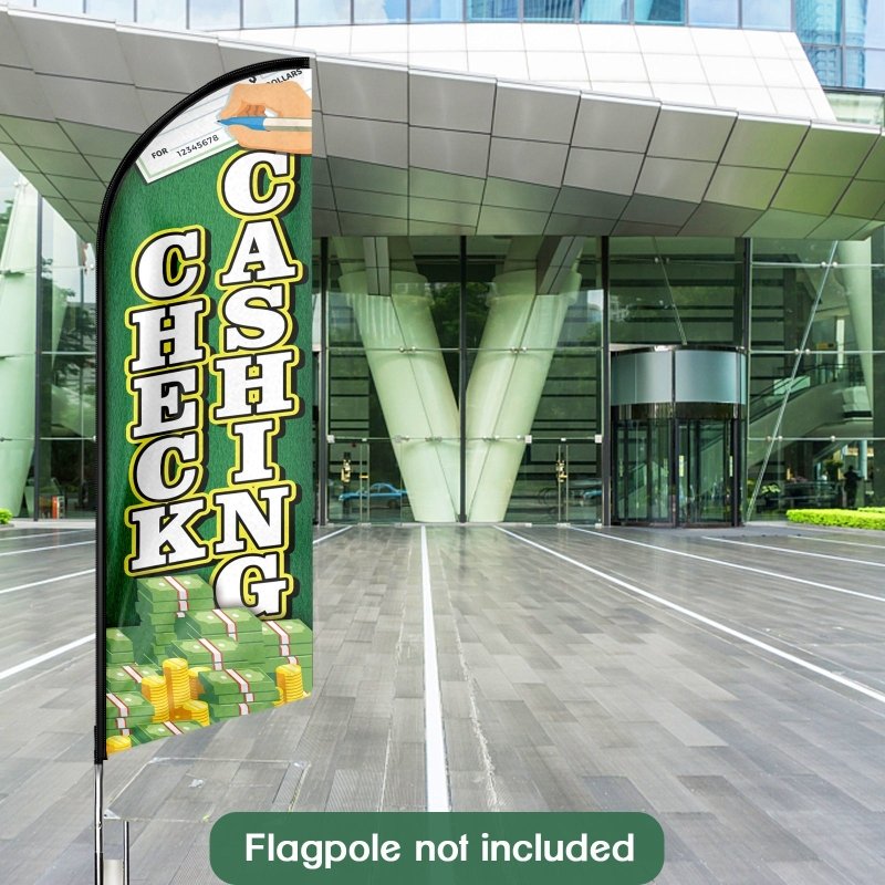 8FT Check Cashing Advertising Swooper Flag (Flagpole Not Included 3.4)