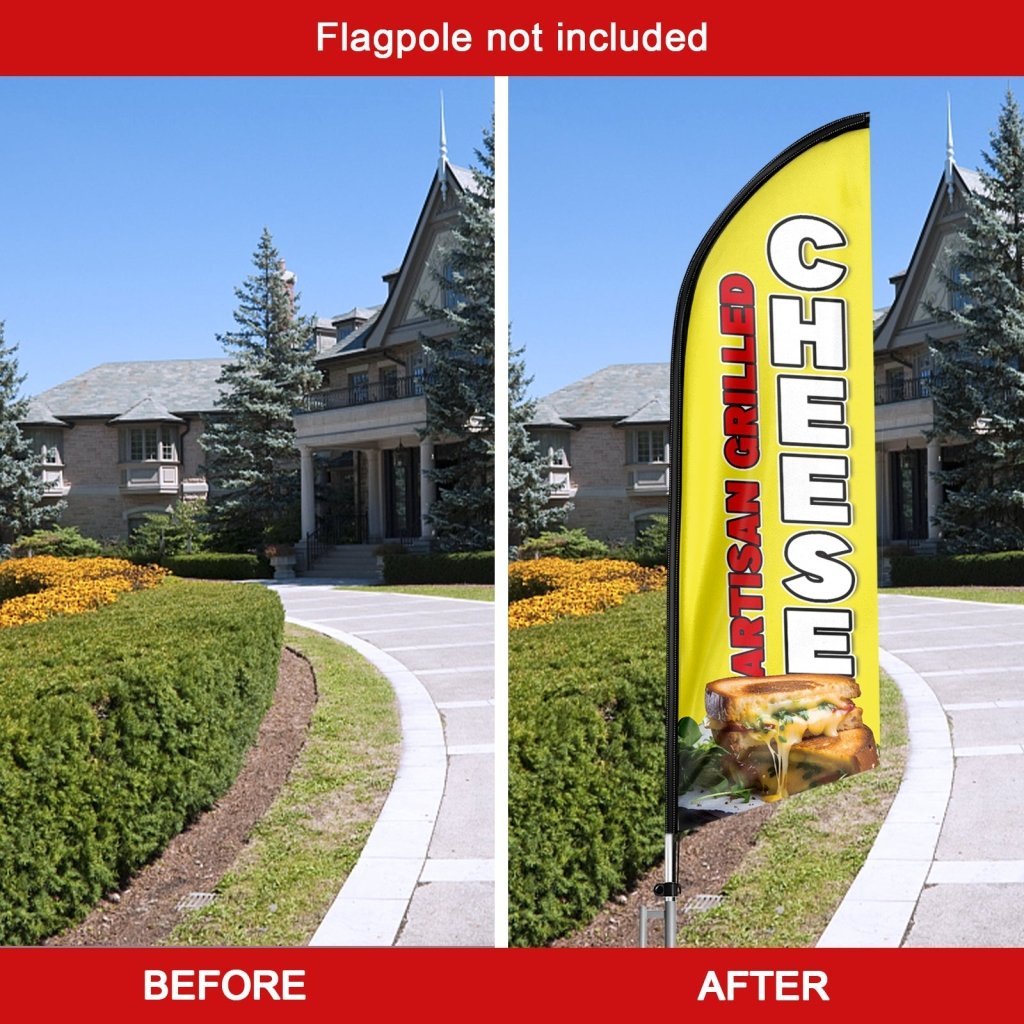 8FT Cheese Artisan Grilled Advertising Swooper Flag(Flagpole Not Included 3.4)