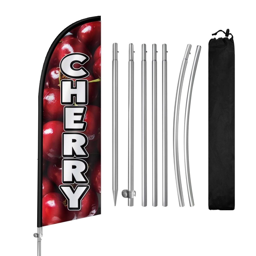 8FT Cherry Feather Flag with Stainless Steel Pole Kit(2m flag set)