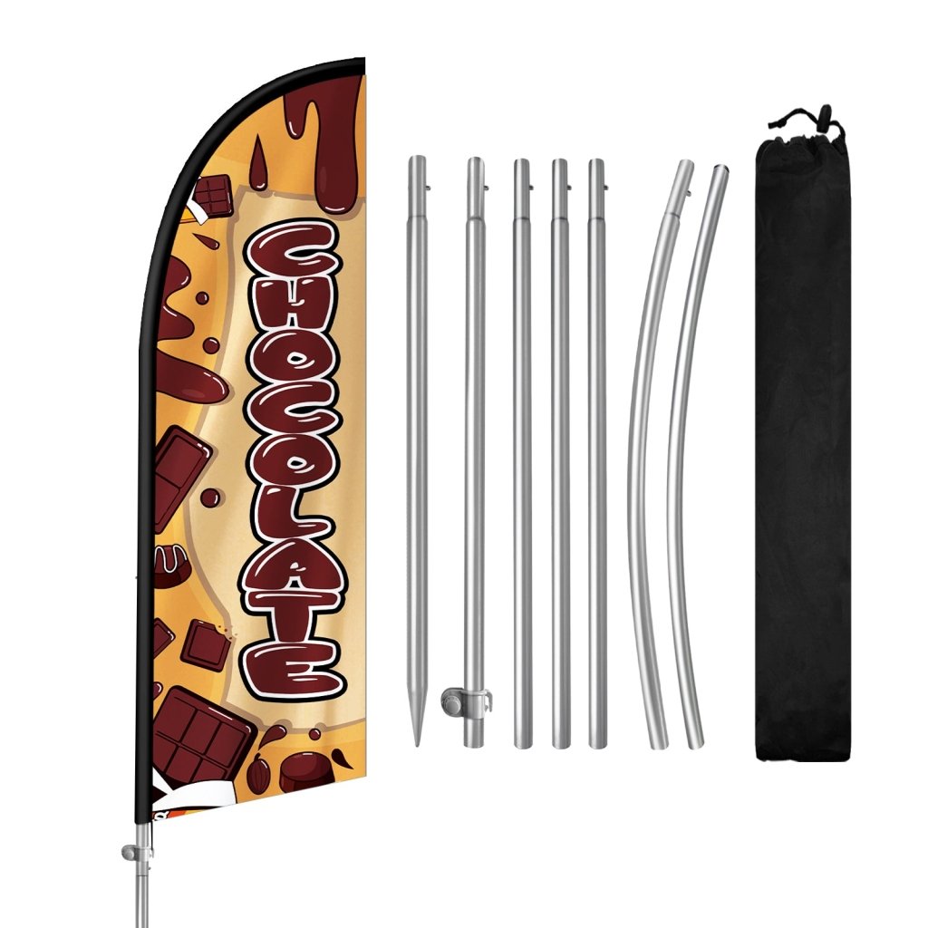 8FT Chocolate Signs Feather Flag with Stainless Steel Pole Kit(2m flag set)