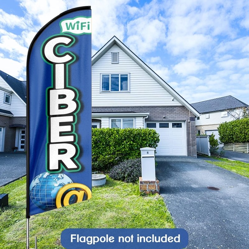 8FT Ciber Advertising Swooper Flag (Flagpole Not Included 3.4)