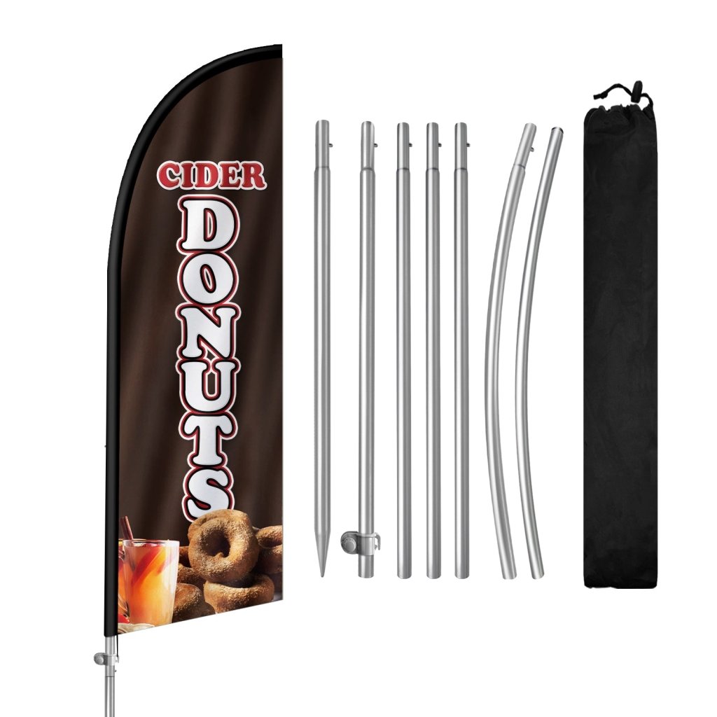 8FT Cider Donuts Feather Flag with Stainless Steel Pole Kit(2m flag set)