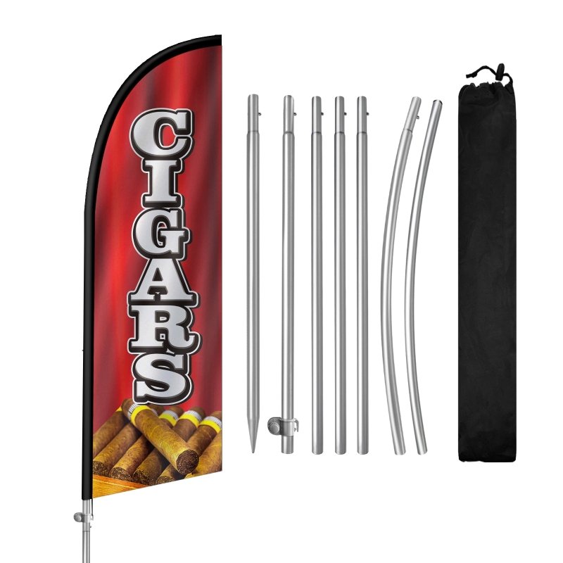 8FT Cigars Banner Feather Flag with Stainless Steel Pole Kit(2m flag set)