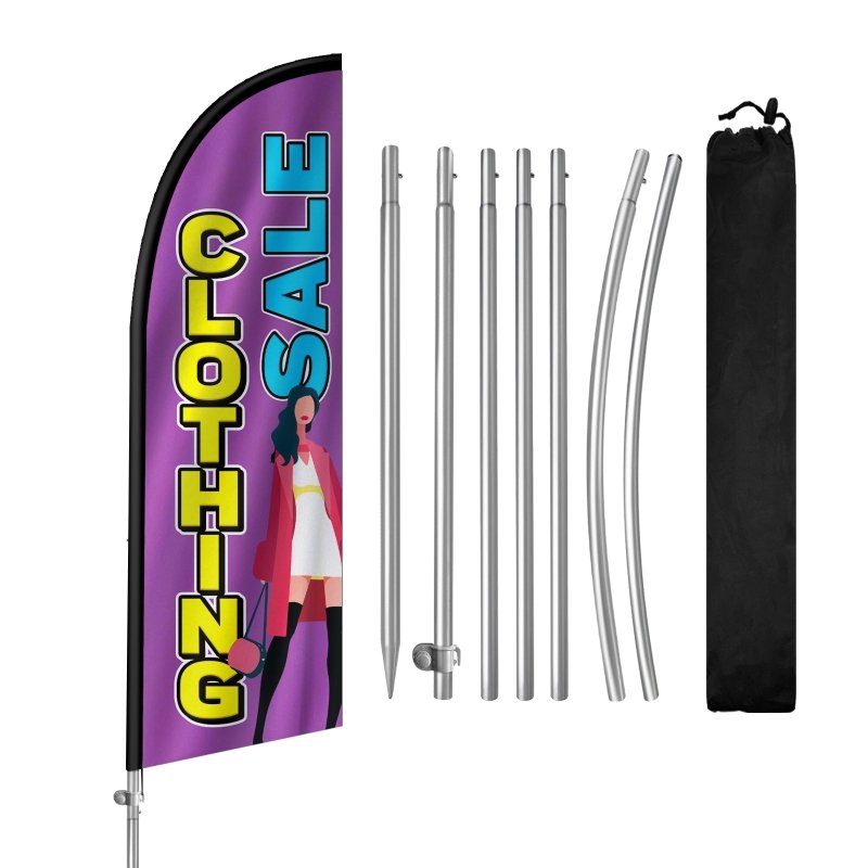 8FT Clothing Sale Banner Feather Flag with Stainless Steel Pole Kit(2m flag set)