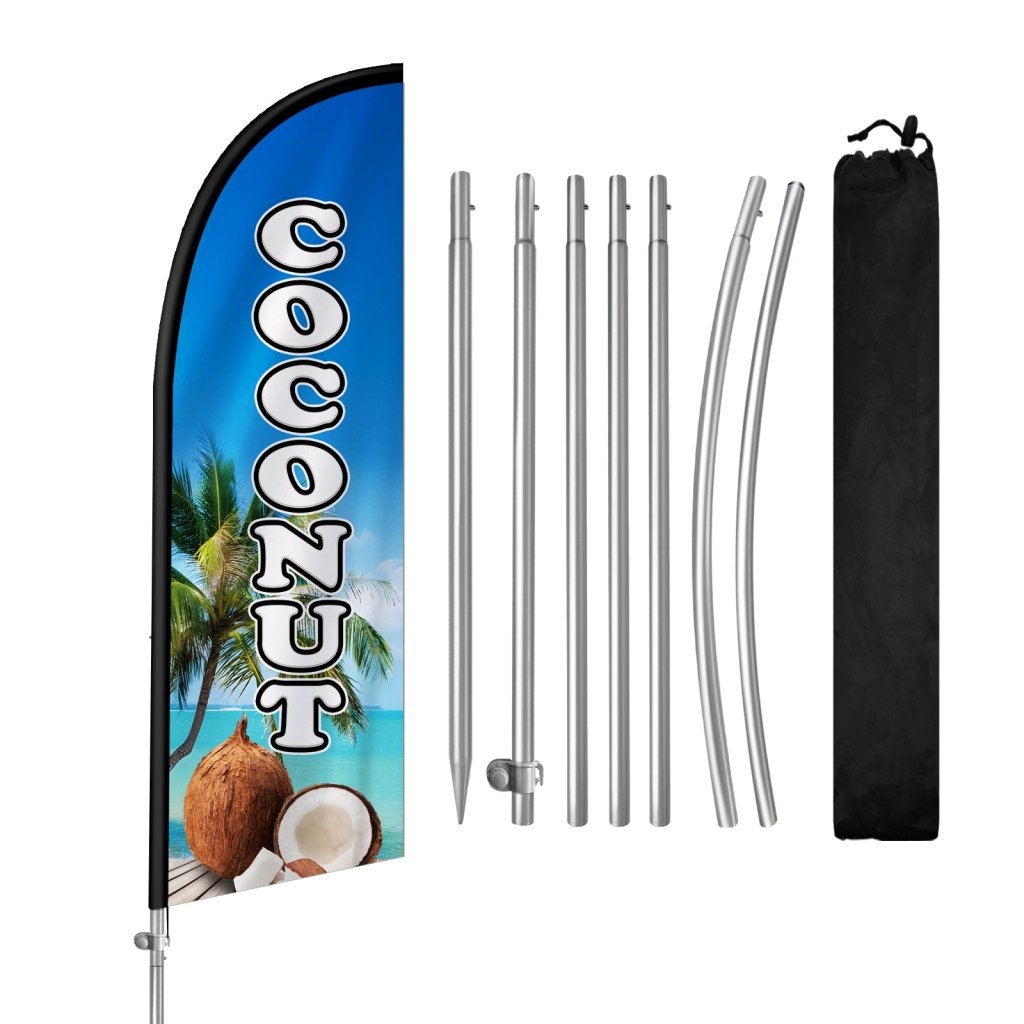 8FT Coconut Feather Flag with Stainless Steel Pole Kit(2m flag set)