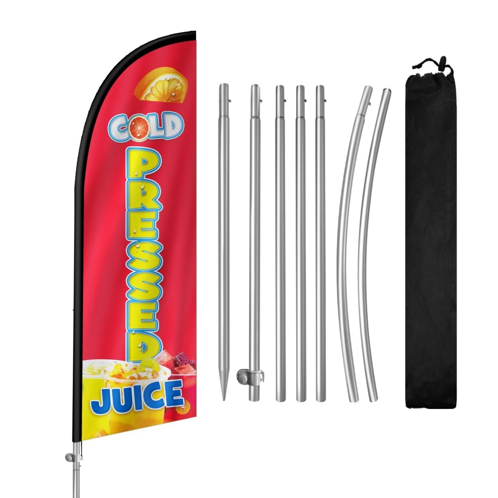 8FT Cold Pressed Juice Feather Flag with Stainless Steel Pole Kit(2m flag set)