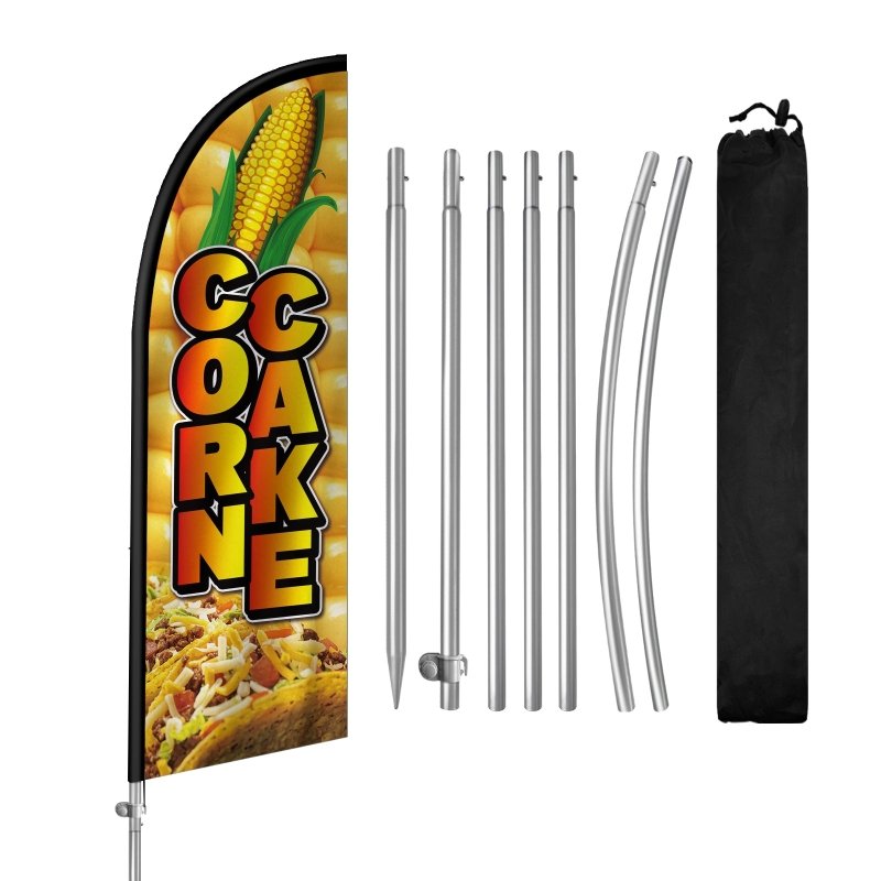 8FT Corn Cake Banner Feather Flag with Stainless Steel Pole Kit(2m flag set)