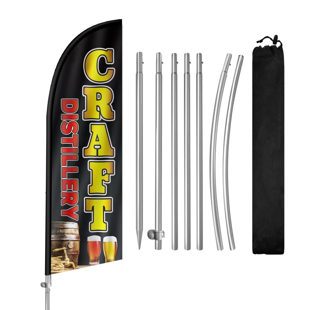 8FT Craft Distillery Feather Flag with Stainless Steel Pole Kit(2m flag set)