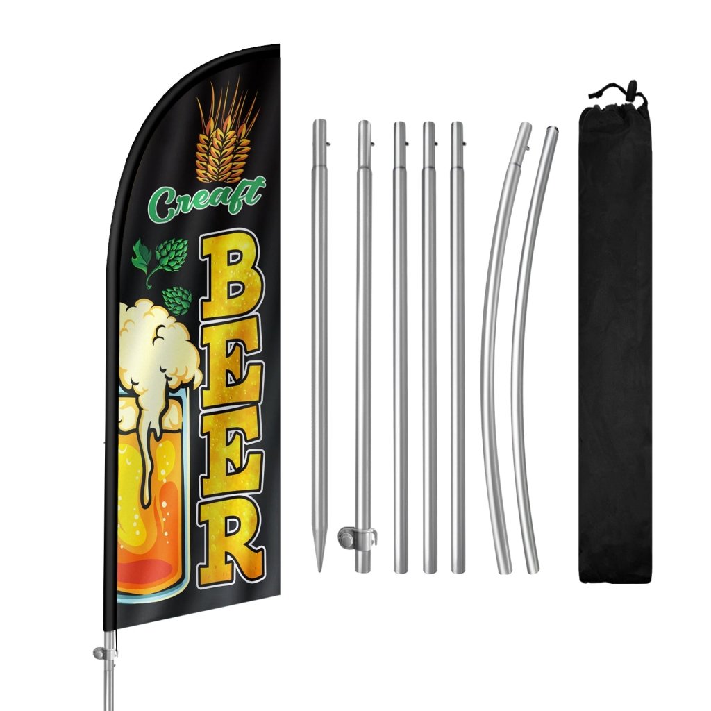 8FT Crealt Beer Feather Flag with Stainless Steel Pole Kit(2m flag set)