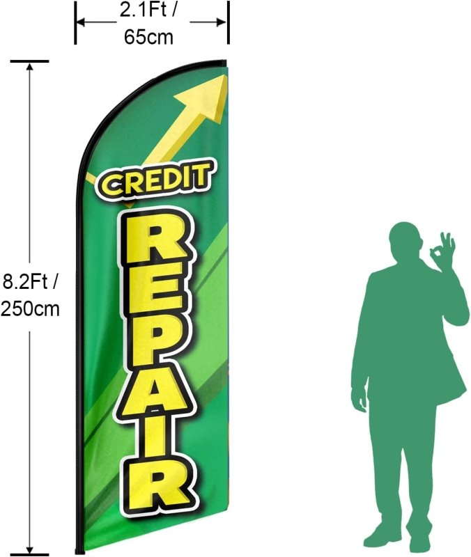 8FT Credit Repair Advertising Swooper Flag(Flagpole Not Included 3.4)