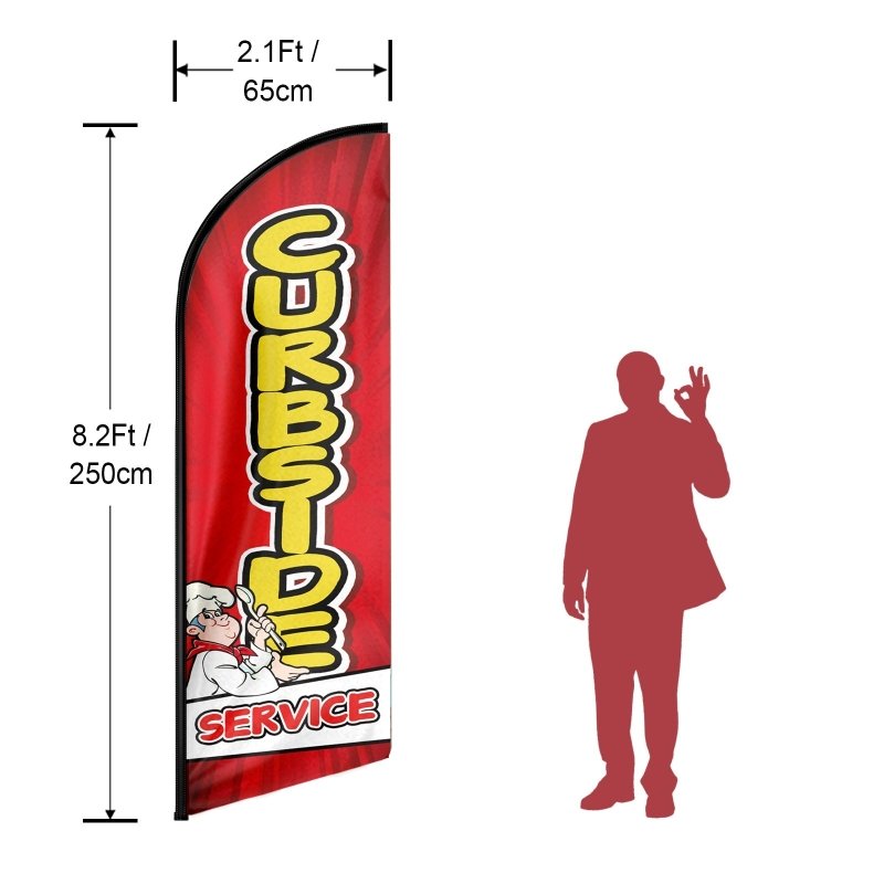 8FT Curbside Service Advertising Swooper Flag(Flagpole Not Included 3.4)