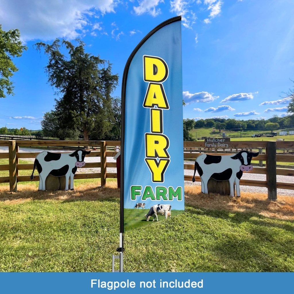 8FT Dairy Farm Advertising Swooper Flag (Flagpole Not Included 3.4)