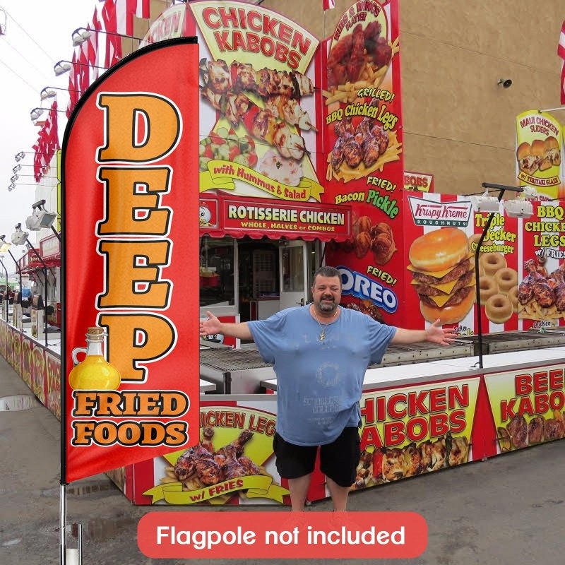 8FT Deep Fried Foods Advertising Swooper Flag (Flagpole Not Included 3.4)