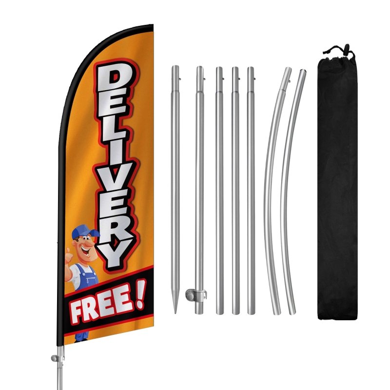 8FT Delivery Banner Feather Flag with Stainless Steel Pole Kit(2m flag set)