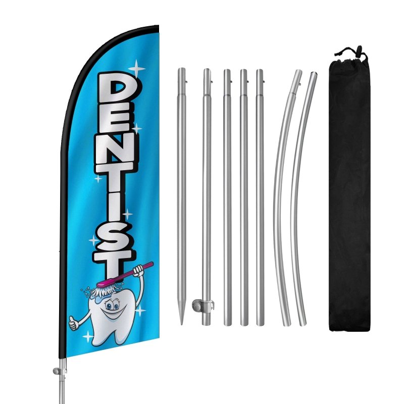 8FT Dentist Banner Feather Flag with Stainless Steel Pole Kit(2m flag set)