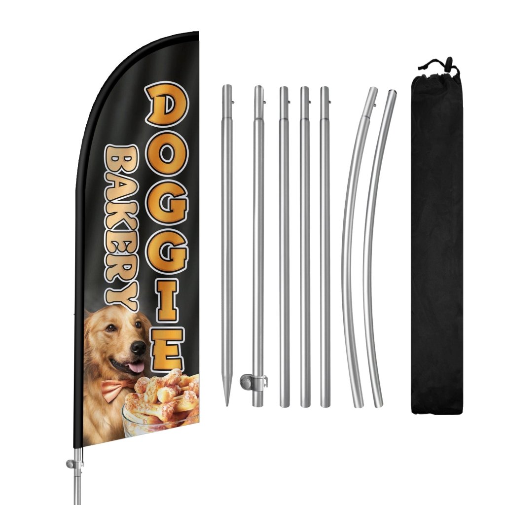 8FT Doggie Bakery Feather Flag with Stainless Steel Pole Kit(2m flag set)