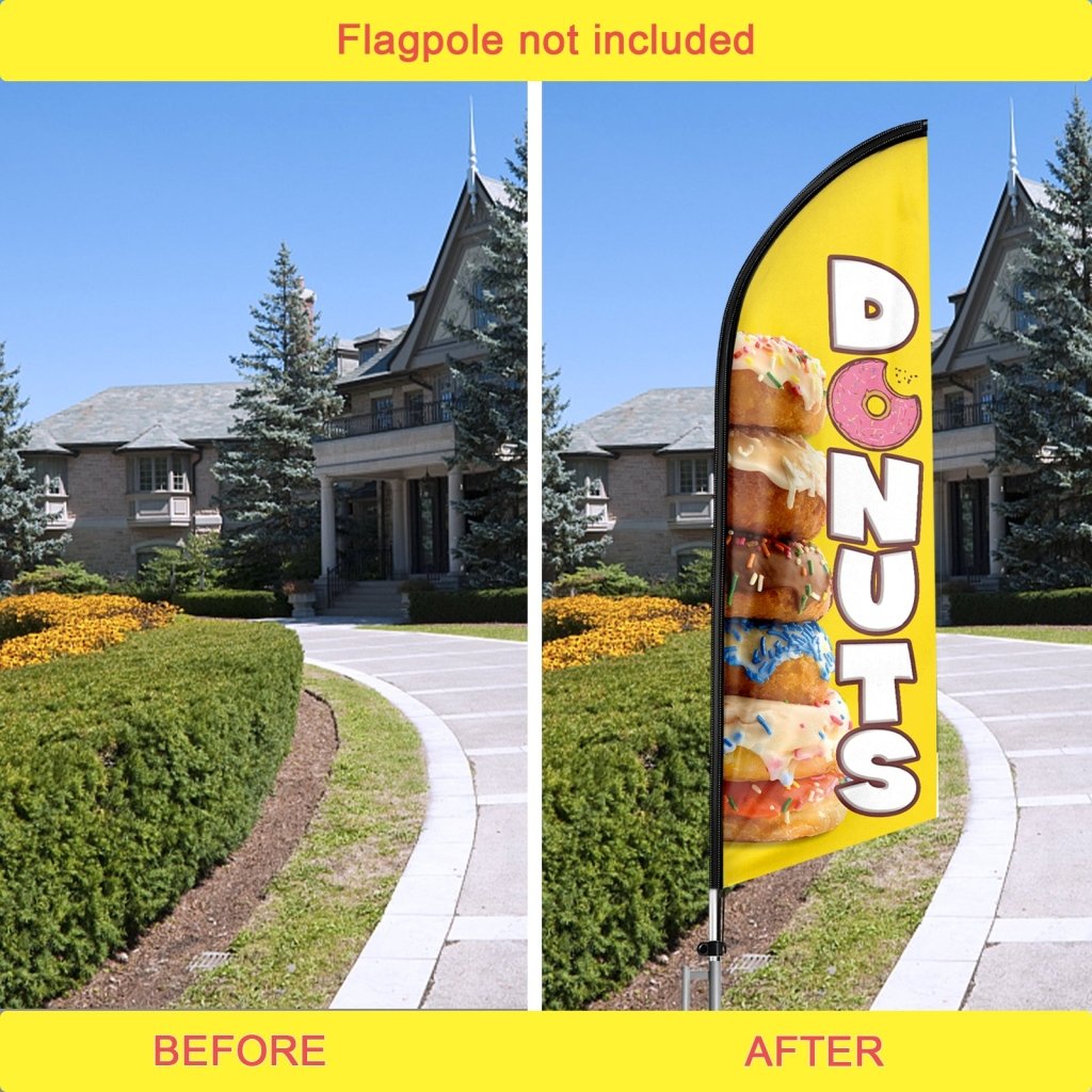 8FT Donuts Advertising Swooper Flag (Flagpole Not Included 3.4)