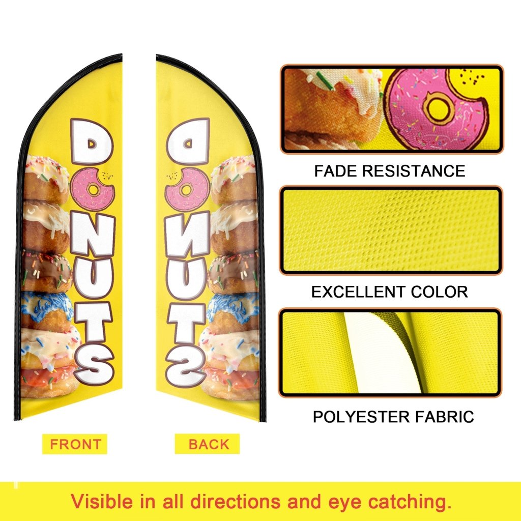 8FT Donuts Advertising Swooper Flag (Flagpole Not Included 3.4)