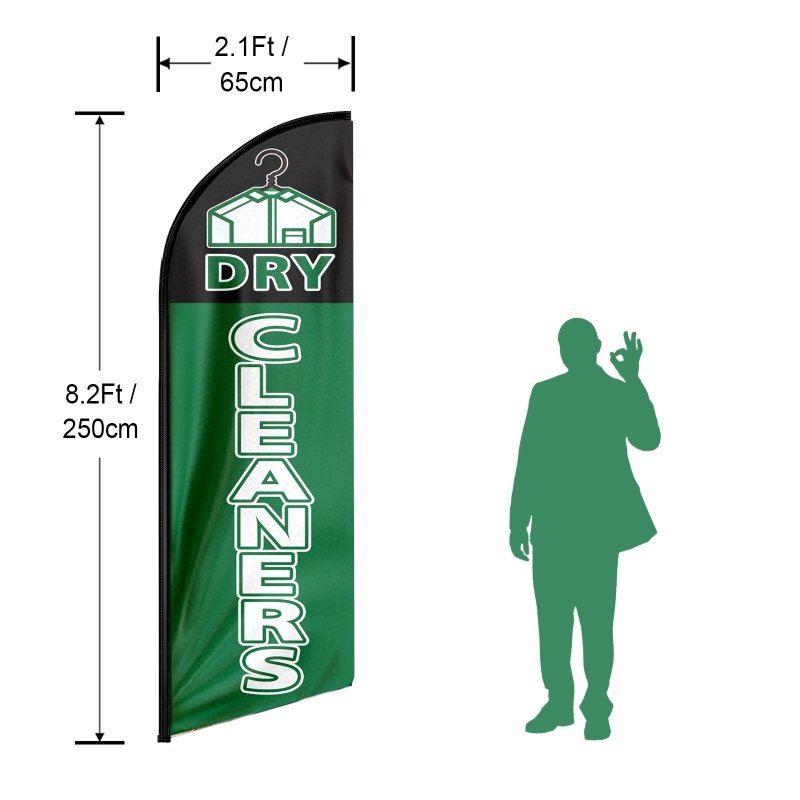 8FT Dry Cleaners Advertising Swooper Flag (Flagpole Not Included 3.4)