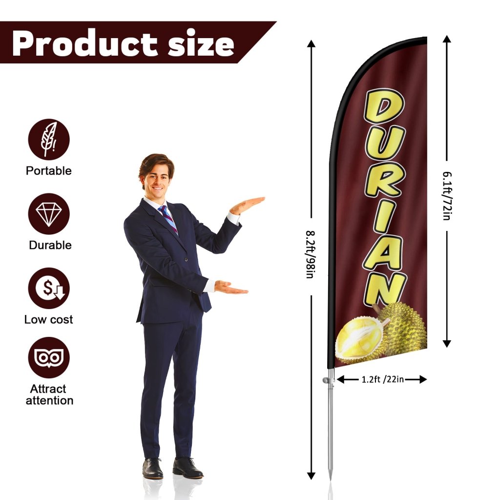 8FT Durian Feather Flag with Stainless Steel Pole Kit(2m flag set)