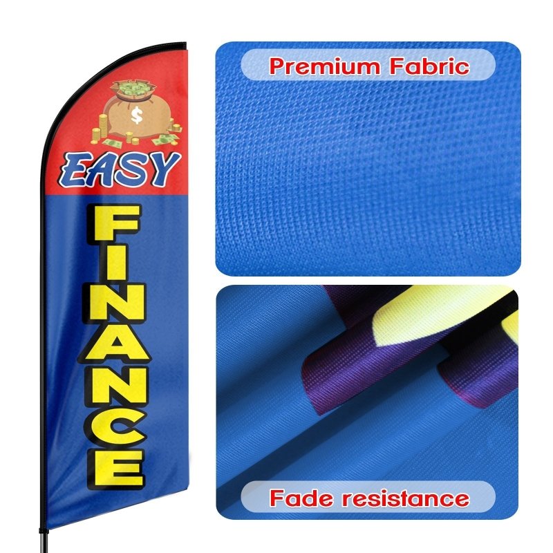 8FT Easy Finance Advertising Swooper Flag (Flagpole Not Included 3.4)