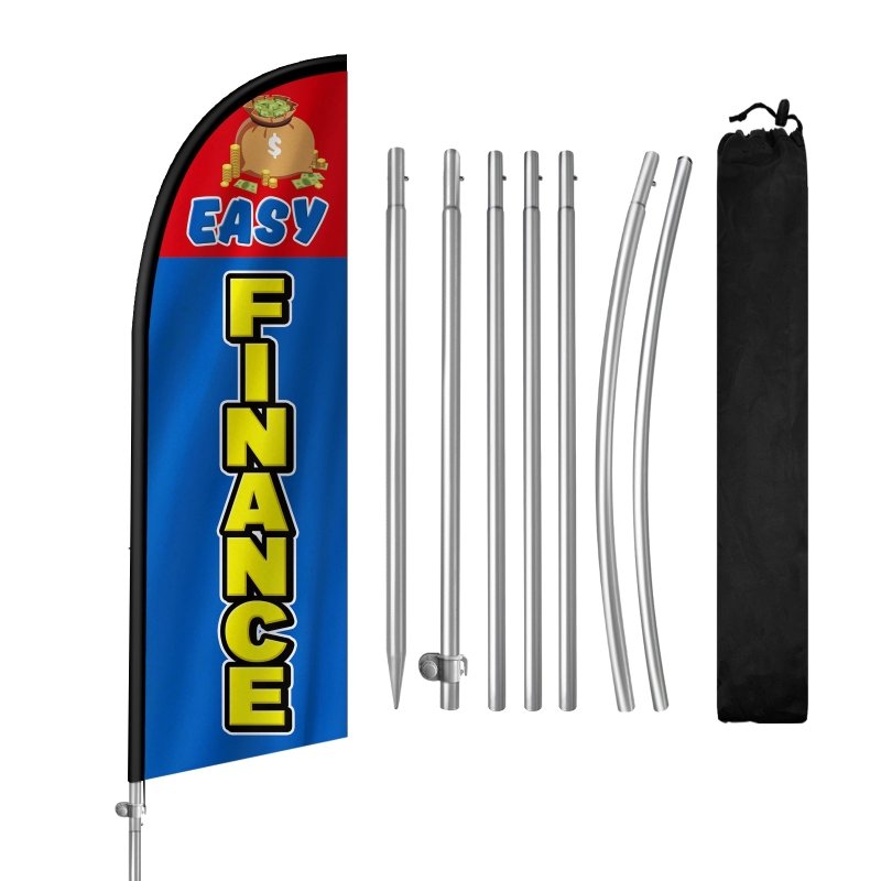 8FT Easy Finance Banner Feather Flag with Stainless Steel Pole Kit(2m flag set)