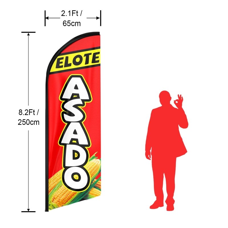 8FT Elote Asado Advertising Swooper Flag (Flagpole Not Included 3.4)