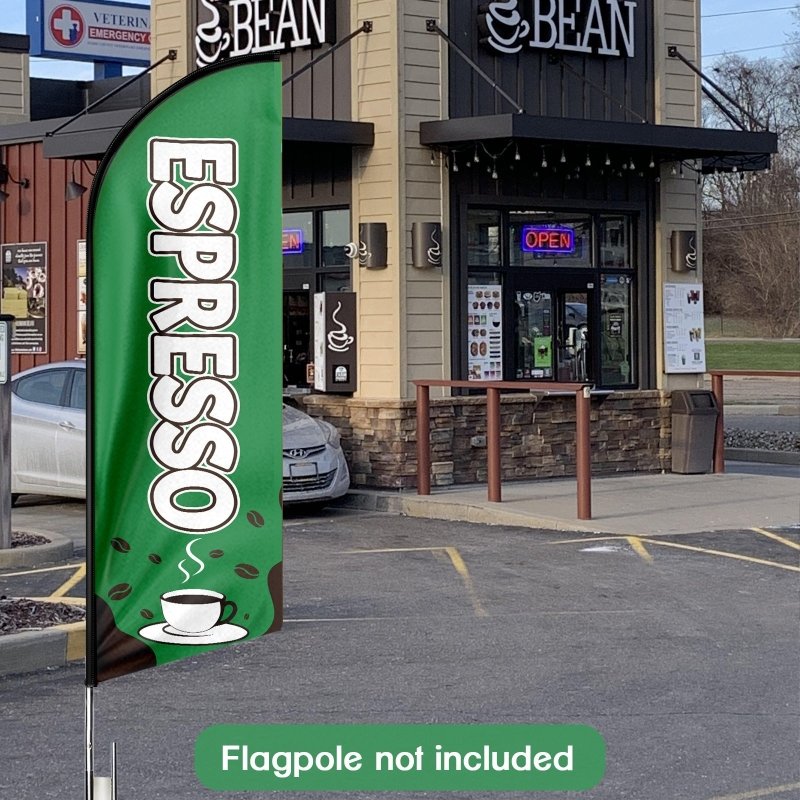 8FT Espresso Advertising Swooper Flag (Flagpole Not Included 3.4)