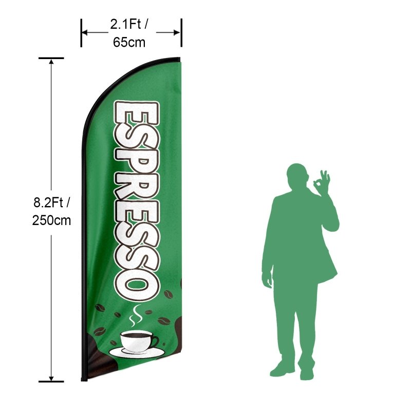 8FT Espresso Advertising Swooper Flag (Flagpole Not Included 3.4)