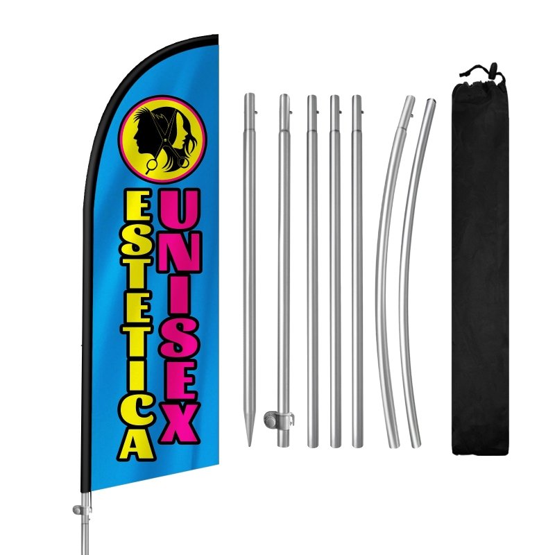 8FT Estetica Unisex Feather Flag with Stainless Steel Pole Kit(2m flag set)