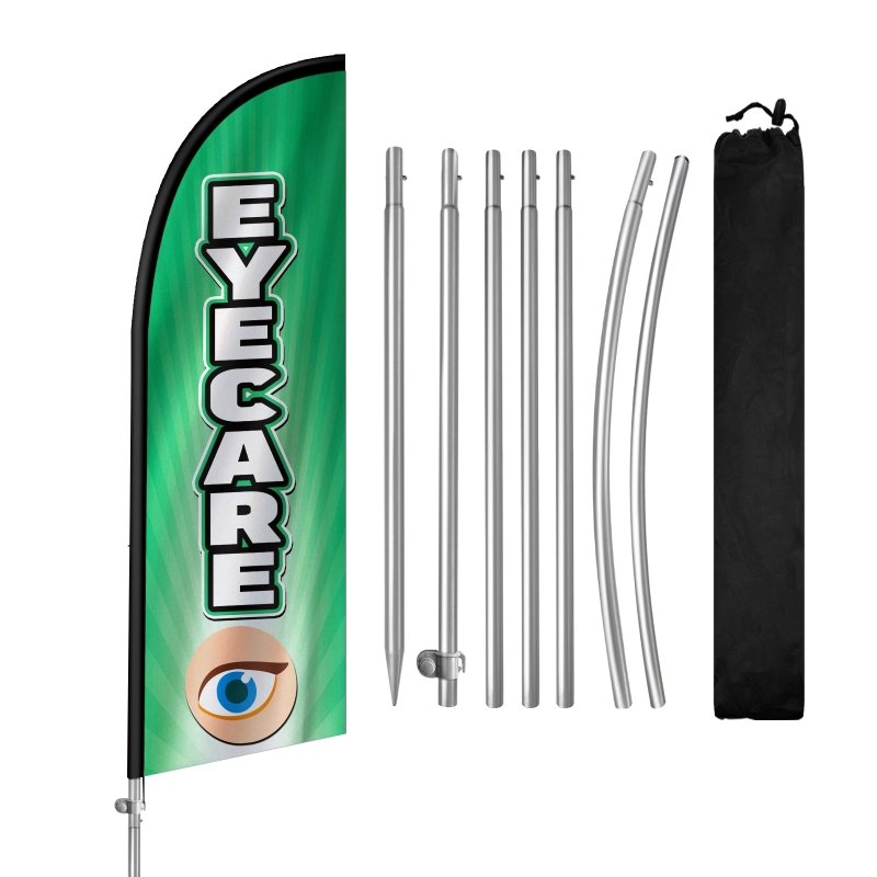 8FT Eyecare Banner Feather Flag with Stainless Steel Pole Kit(2m flag set)