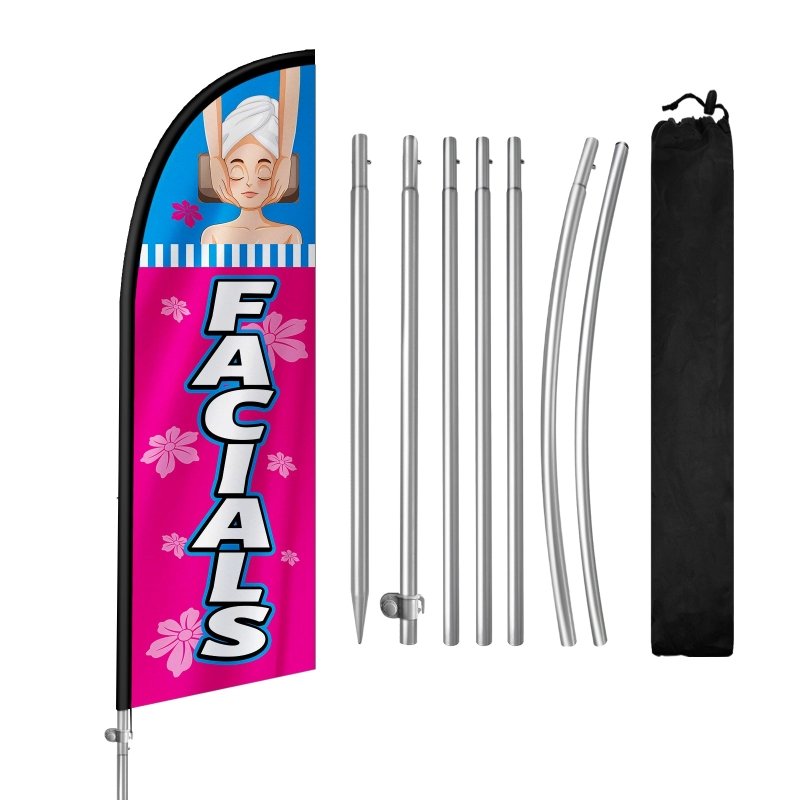 8FT Facials Feather Flag with Stainless Steel Pole Kit(2m flag set)