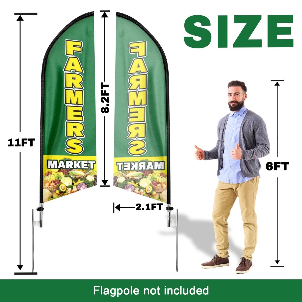 8FT Farmers Market Advertising Swooper Flag (Flagpole Not Included 3.4)