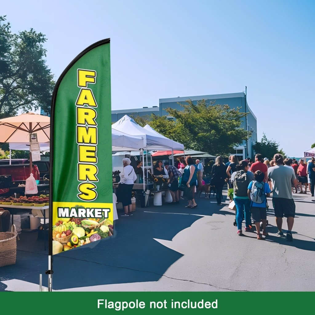 8FT Farmers Market Advertising Swooper Flag (Flagpole Not Included 3.4)