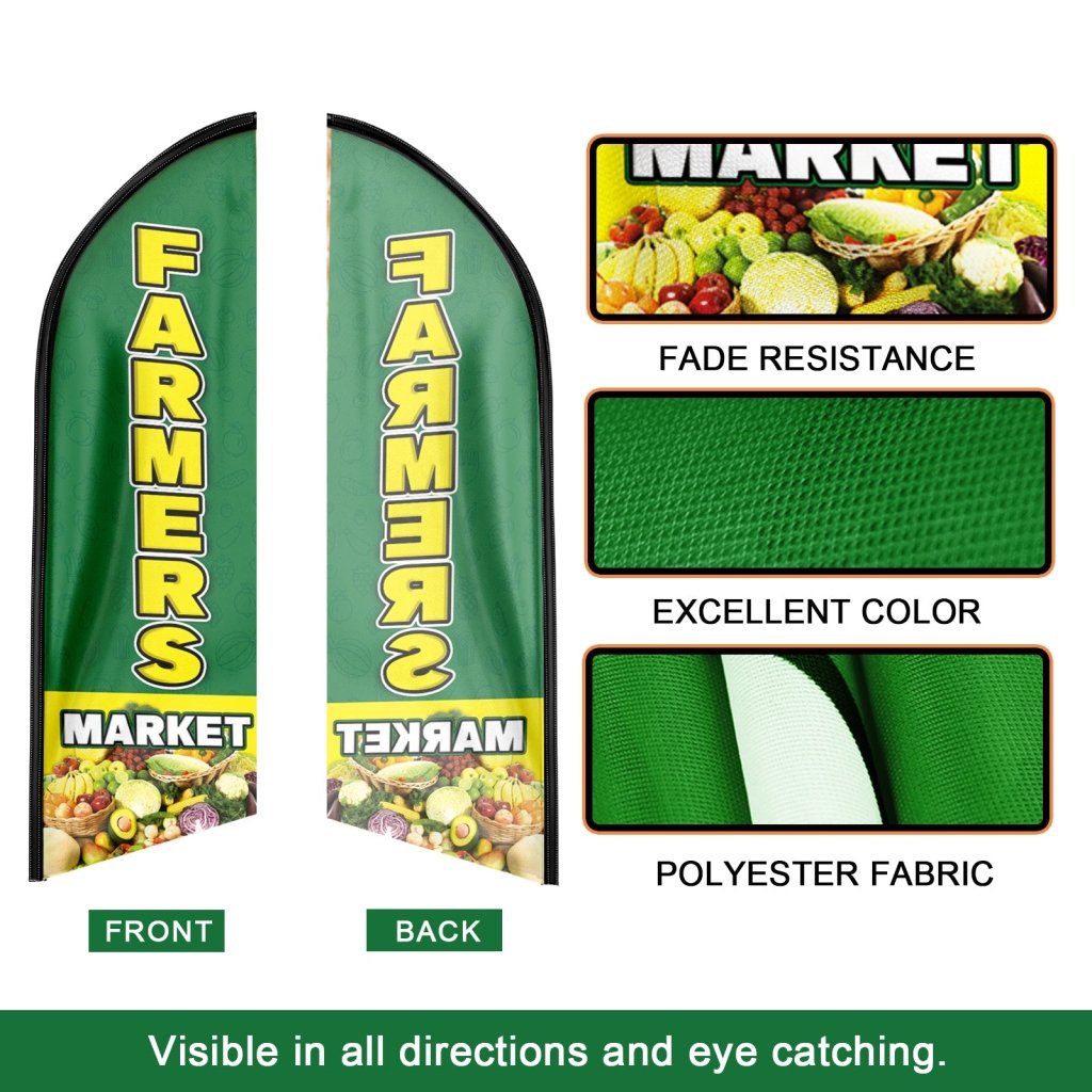 8FT Farmers Market Advertising Swooper Flag (Flagpole Not Included 3.4)